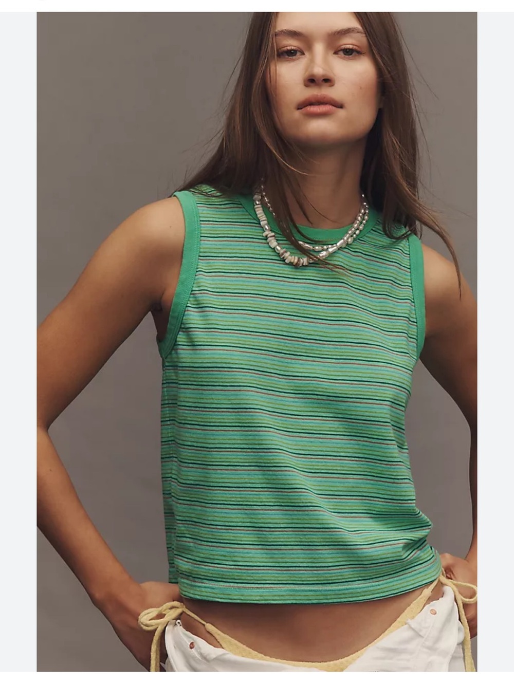 MOTHER The Silent Type Binding Muscle Tee Summer Green